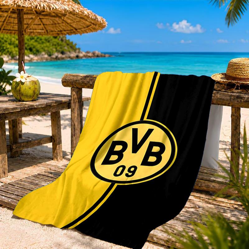 Пляжное полотенце из микрофибры с принтом дизайна футбольного мяча BVB, мягкое и впитывающее, быстросохнущее, идеально подходит для летних путешествий, незаменимо для пляжа, бассейна