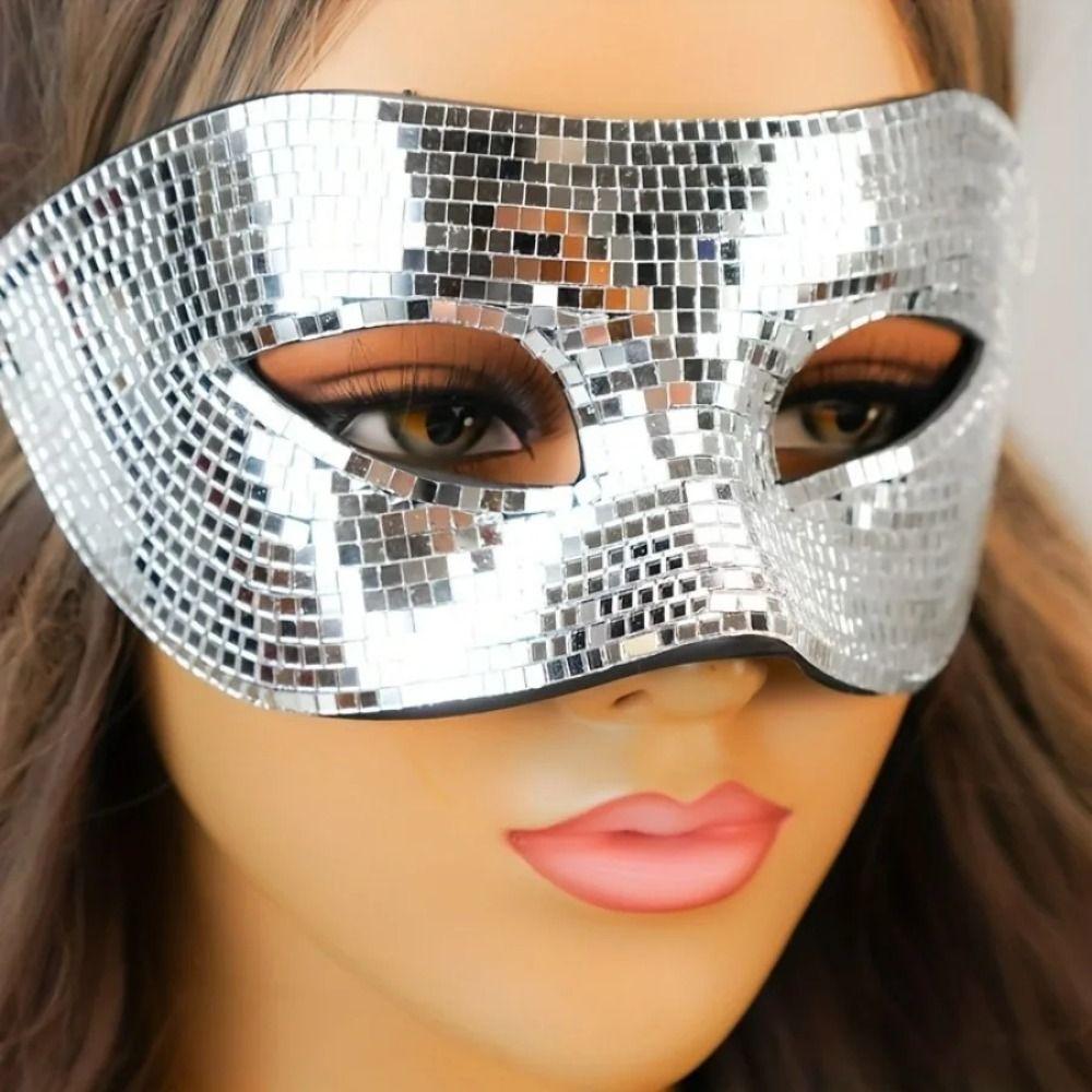 Masquerade Night Club Mask Full Face Home DJ Decor Fancy Ball Glitter Mirror Face Mask Costume