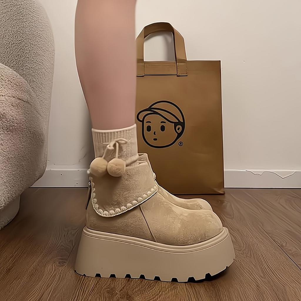 Suding's Small Muffin Thick-soled Short Boots for Women's 2025 Autumn and Winter New Fashionable Versatile and Thin Martin Boots