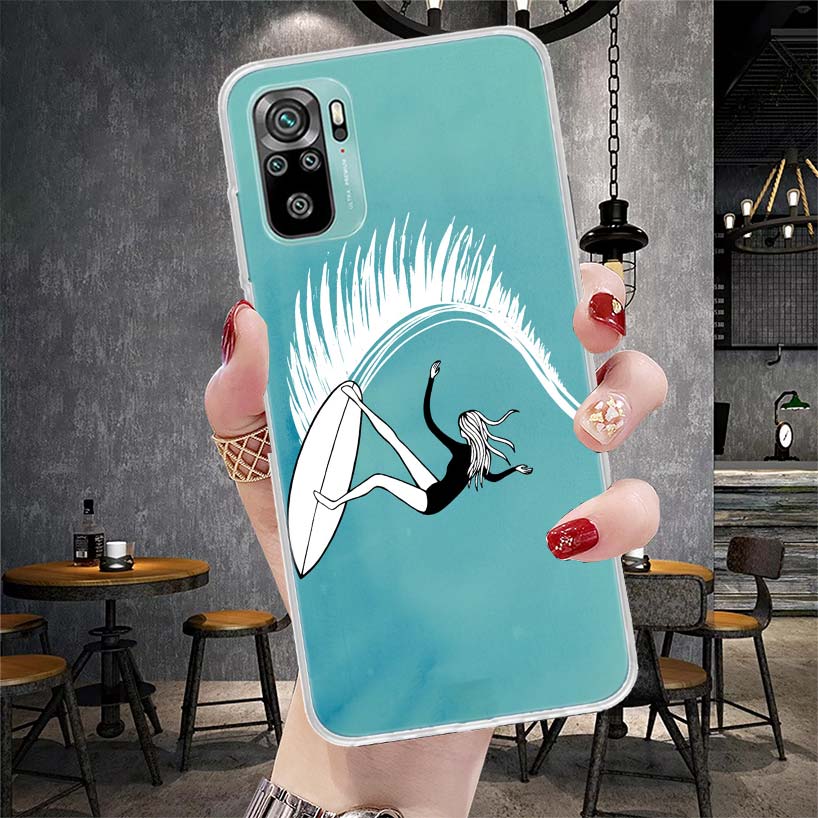Surfboard Surfing Surf Girl Summer Soft Phone Case For Xiaomi Redmi Note 15 14 14S 13 12 Pro Plus 12S 11 11S 11E 10 10S 11T 5G F