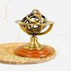 15.24 Cm Brass Armillary Sphere Globe On Wooden Base Nautical Desk Decor Study Room, Home, Office