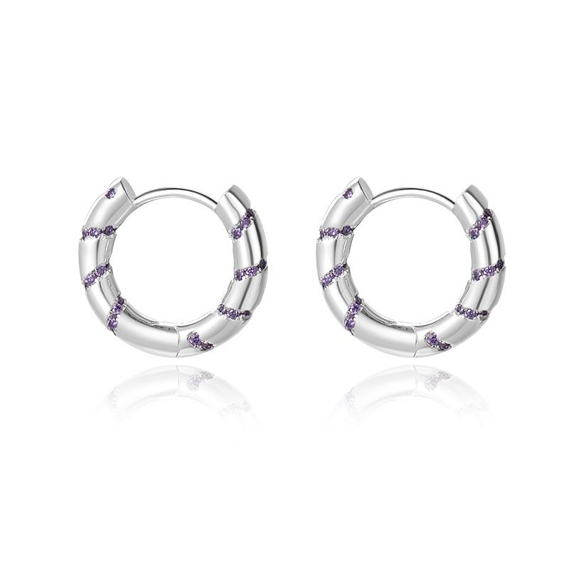 Серьги Twist Simple Universal с бриллиантами лавандового и фиолетового цвета. Персонализированные серьги высокого класса.