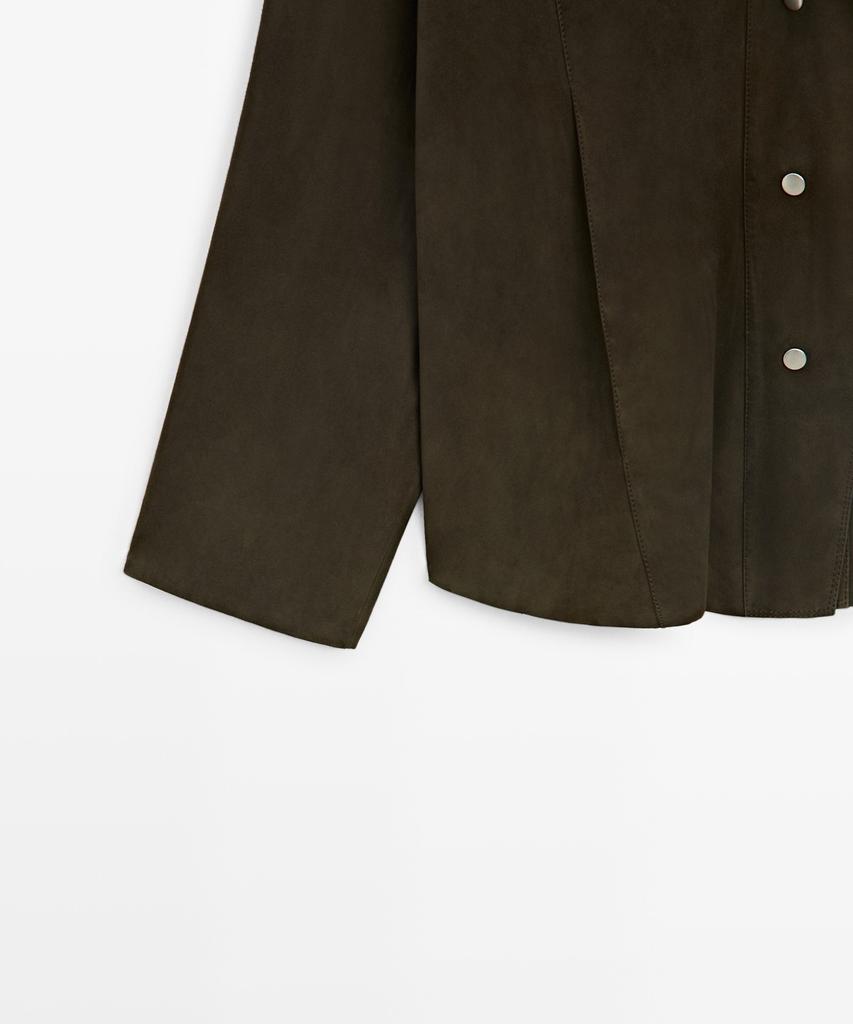 Massimo Dutti Suede Turtleneck Leather Jacket