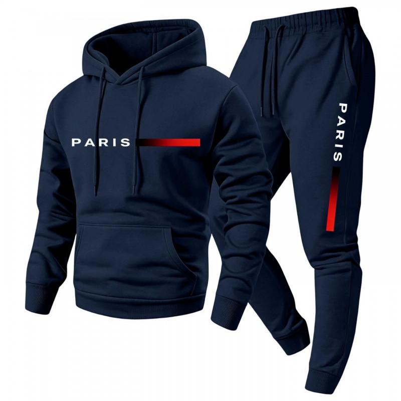 Unisex Paris Letter Print Hooded Short Sleeve Sportswear Set Casual Outfit