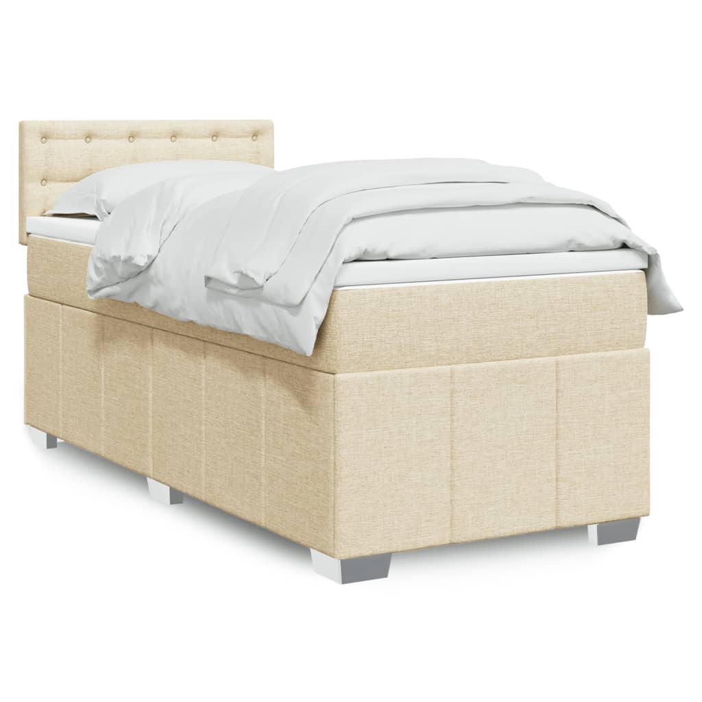 Box Spring Bed with Mattress Cream 100x200 cm Fabric