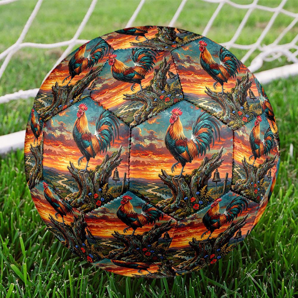 1pc Rooster Sunset Theme Soccer Ball Football, Size 5, Lightweight PVC, Durable Outdoor Training Soccer Ball, Gift m6149