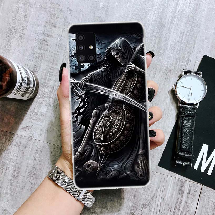 Чехол для телефона Grim Reaper с черепом и скелетом для Samsung Galaxy A12 A22 A32 A42 A52 A72 A51 A71 5G A41 A31 A21 A02S M12 M21 M31 M30S Fu