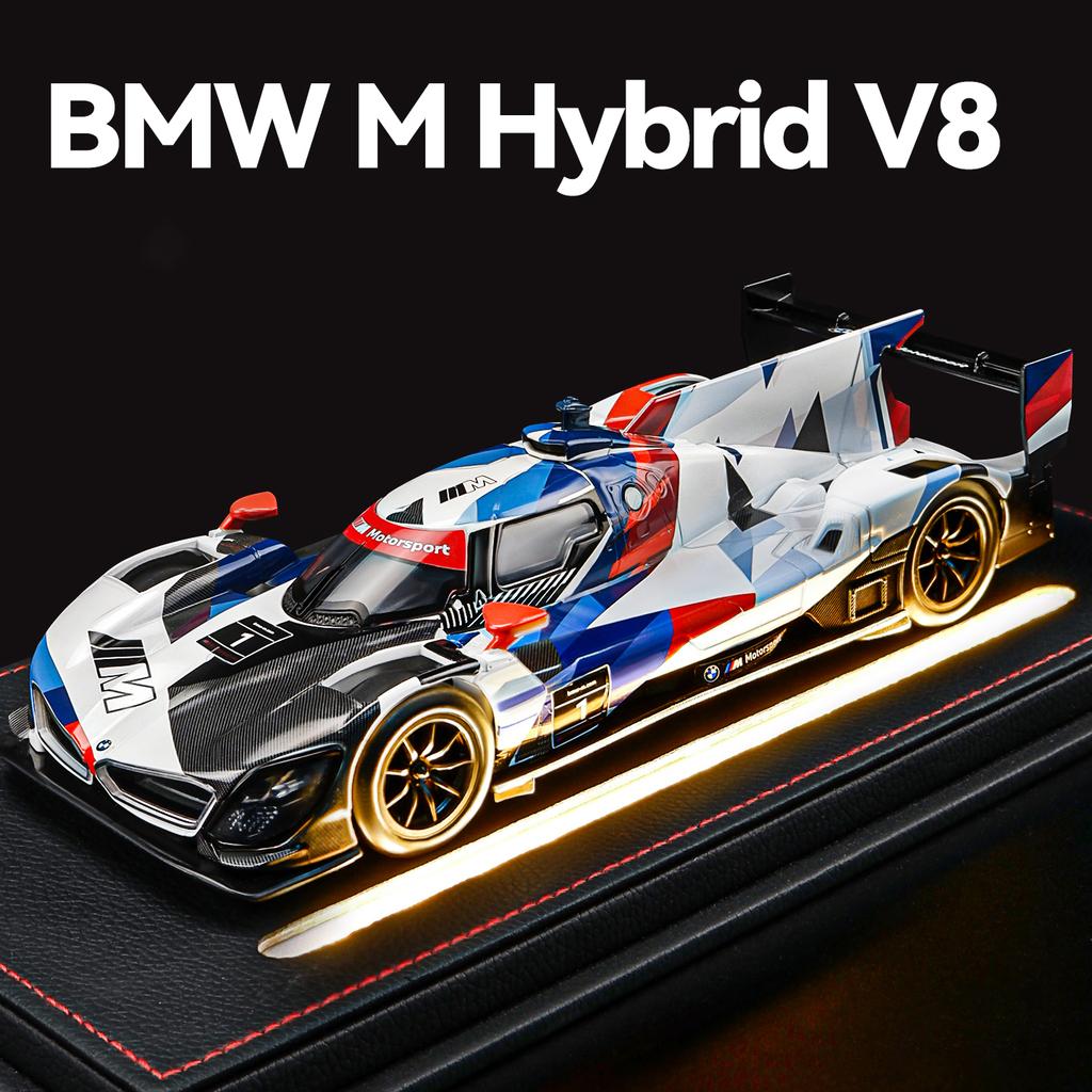 1/24 BMW M Hybrid V8 Super Racing Металлическая модель автомобиля Звук и свет Детская игрушка Коллекционная вещь Подарок на день рождения