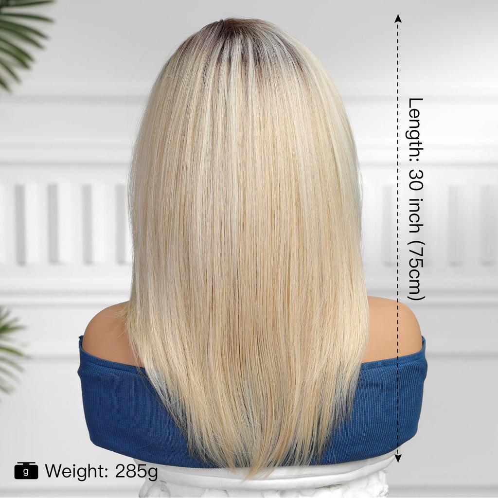 LOUIS FERRE Парики спереди, длинные прямые волосы, блондинка, парик с боковой частью, парик для ежедневного использования, термостойкий парик для белых женщин