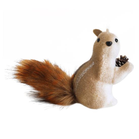 Foam Squirrel Ornament 3D Artificial Squirrel Figurine with Pine Cones Berries Cute Fake Animal Christmas Tree Hanging Decoration for Winter