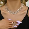 3 шт. Женский цирконовый набор, серьги с кристаллами, ожерелье, новые свадебные вечерние роскошные модные аксессуары