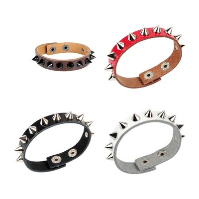 Панк Стиль Кожаный Браслет с Шипами для Мужчин и Женщин Дерзкий Готический Напульсник с Клепками Прочный Модный Ювелирный Аксессуар