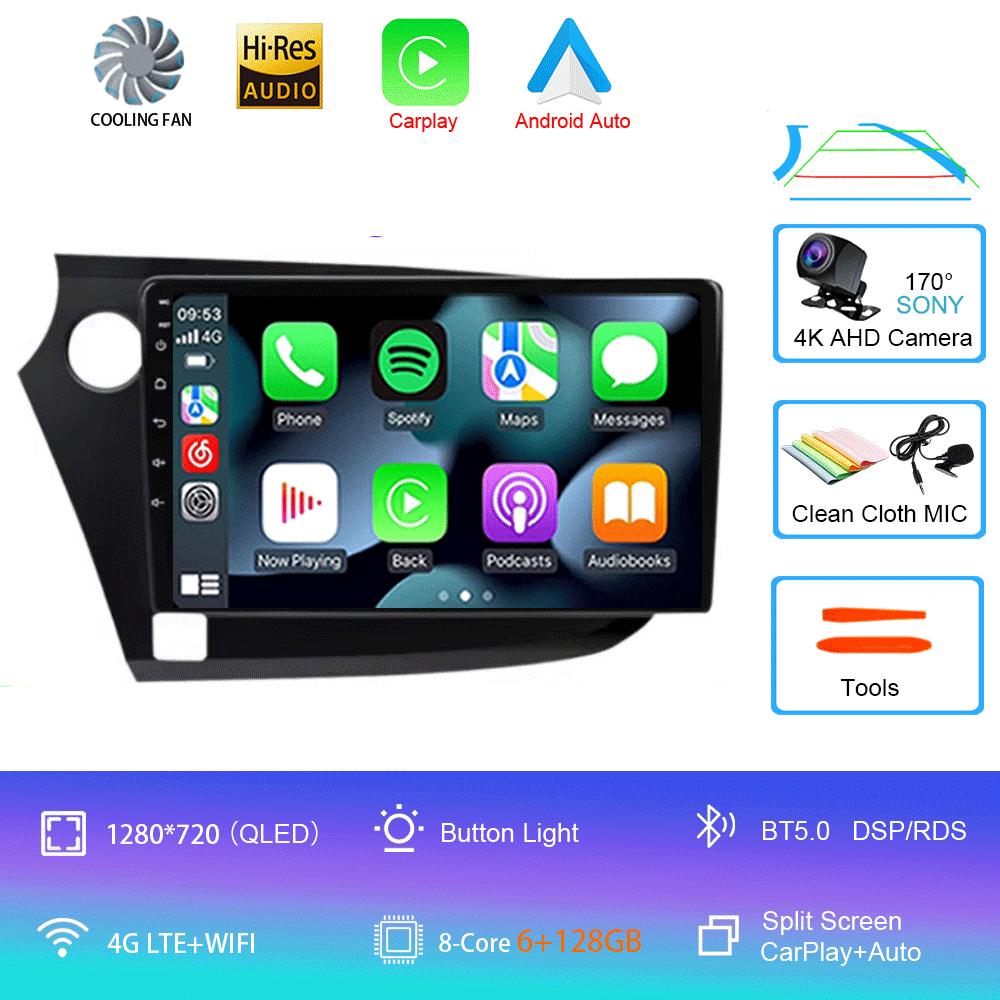 Автомобильное радио 9" Android 14 для HONDA INSIGHT 2009 - 2014 Навигация GPS Carplay Мультимедийный плеер Авто Стерео 2din DVD 360 Камера