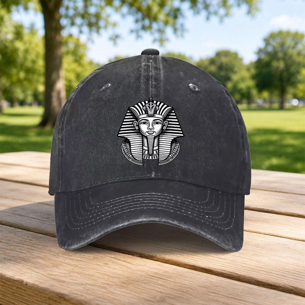 Classic Pharaoh Totem Washed Baseball Cap Unisex Casual Dad Hat Retro Sports Street Wear
