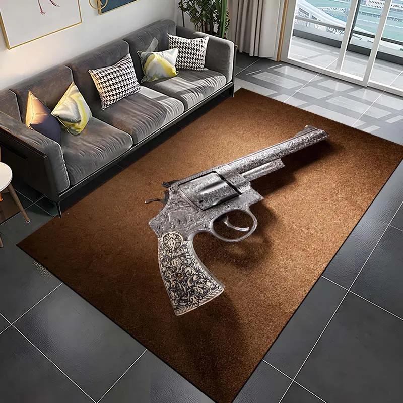 Ковер с рисунком револьвера для гостиной, игровые коврики, мягкий напольный ковер, мультяшные коврики, коврик для ванной, коврик для йоги, домашний декор