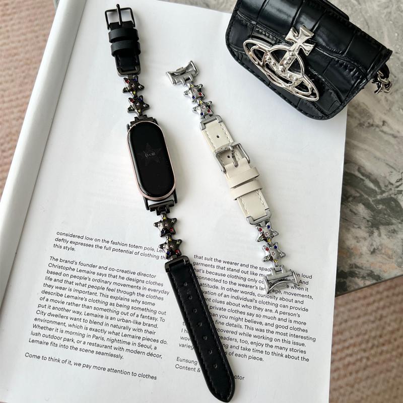 Роскошный кожаный ремешок-бабочка для Xiaomi Mi Band 9 8, ремешок для умных часов Mi Band 8 9 Pro, спортивный браслет, сменный красный ремешок для часов mi watch 4