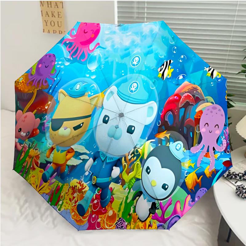 Автоматический зонт Octonauts3 с принтом, 8 спиц, железный каркас, пластиковая ручка, подходит для путешествий на открытом воздухе и на каждый день, идеальный подарок