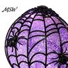 Spider Web Decor Lamp Halloween Ghost Glitter Ball Lamp, Glowing Spiderweb Faux Crystal Sphere Light, Decorative Purple Glow Night for Holiday