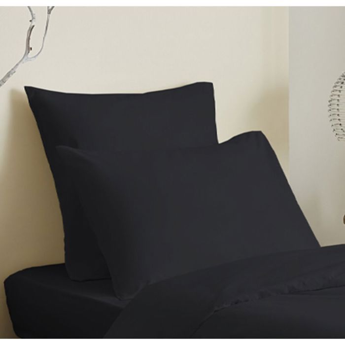 Complete Pack 4 Pieces Single Color Black Duvet Cover for Bed 90 X 190 Cm