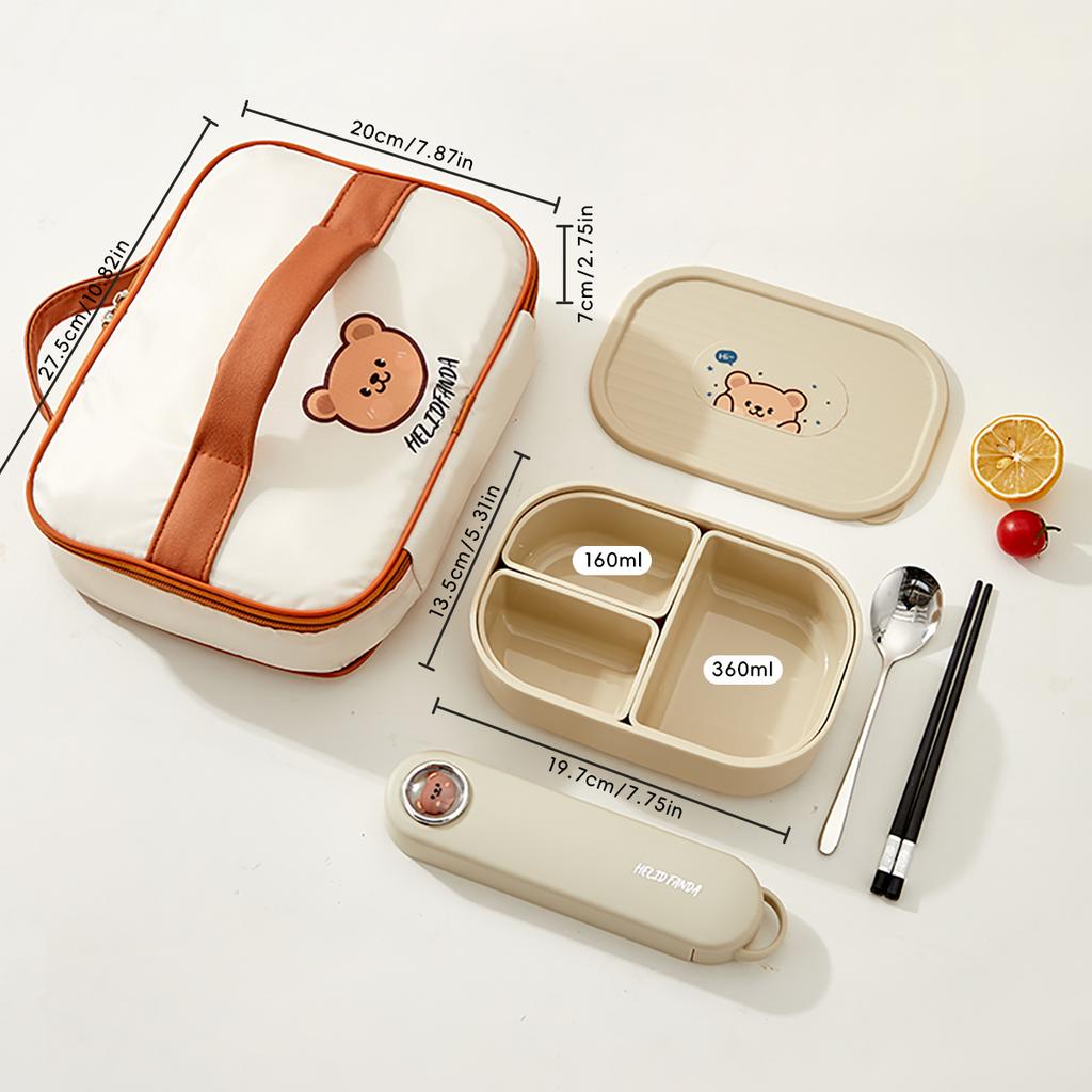 3 Compartment Plastic Bento Lunch Box Kids Students Microwave Safe Removable Portable Sealed Lunch Container For School Picnic