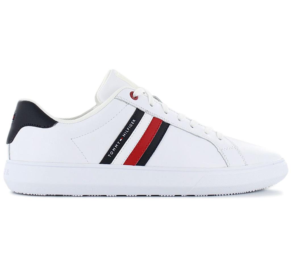 Tommy Hilfiger Essential Leather Cupsole - Мужская обувь Кожаные белые FM0FM02668-YBS Кроссовки Спортивная обувь ORIGINAL