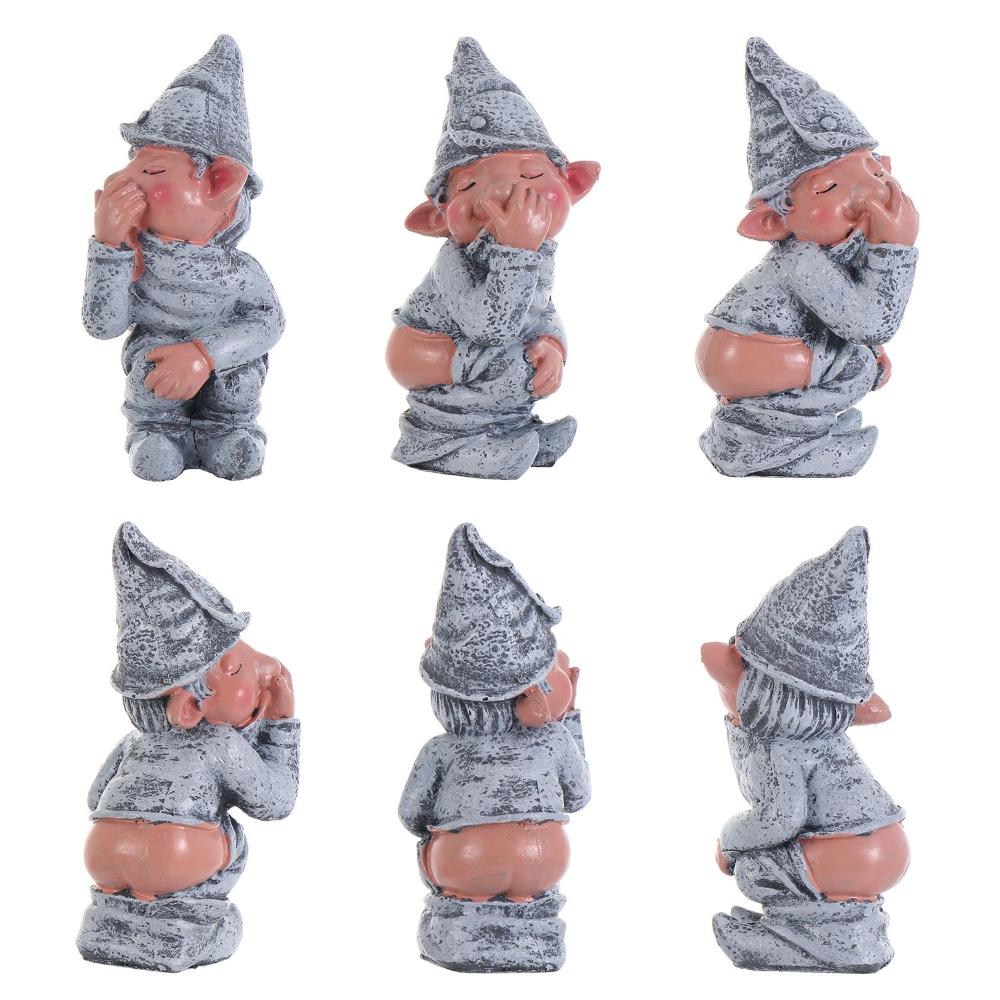 Grey Gag 4.7 Inch Dwarf Elf Figurines Gnome Statue Pooping Garden Tree Decoration