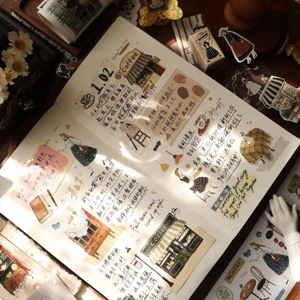Cute Girl Tea Time Journal Scrapbook Diy Project PETwashi Pet Tape Roll Maste Die Cut