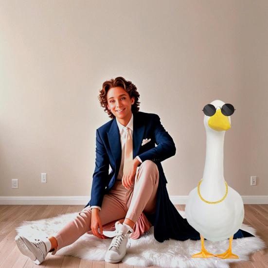 1 комплект нарядов для газонного гуся, ожерелье со стразами в стиле хип-хоп, винтажные солнцезащитные очки, украшение для статуи гуся на открытом воздухе, украшения для одежды, аксессуары