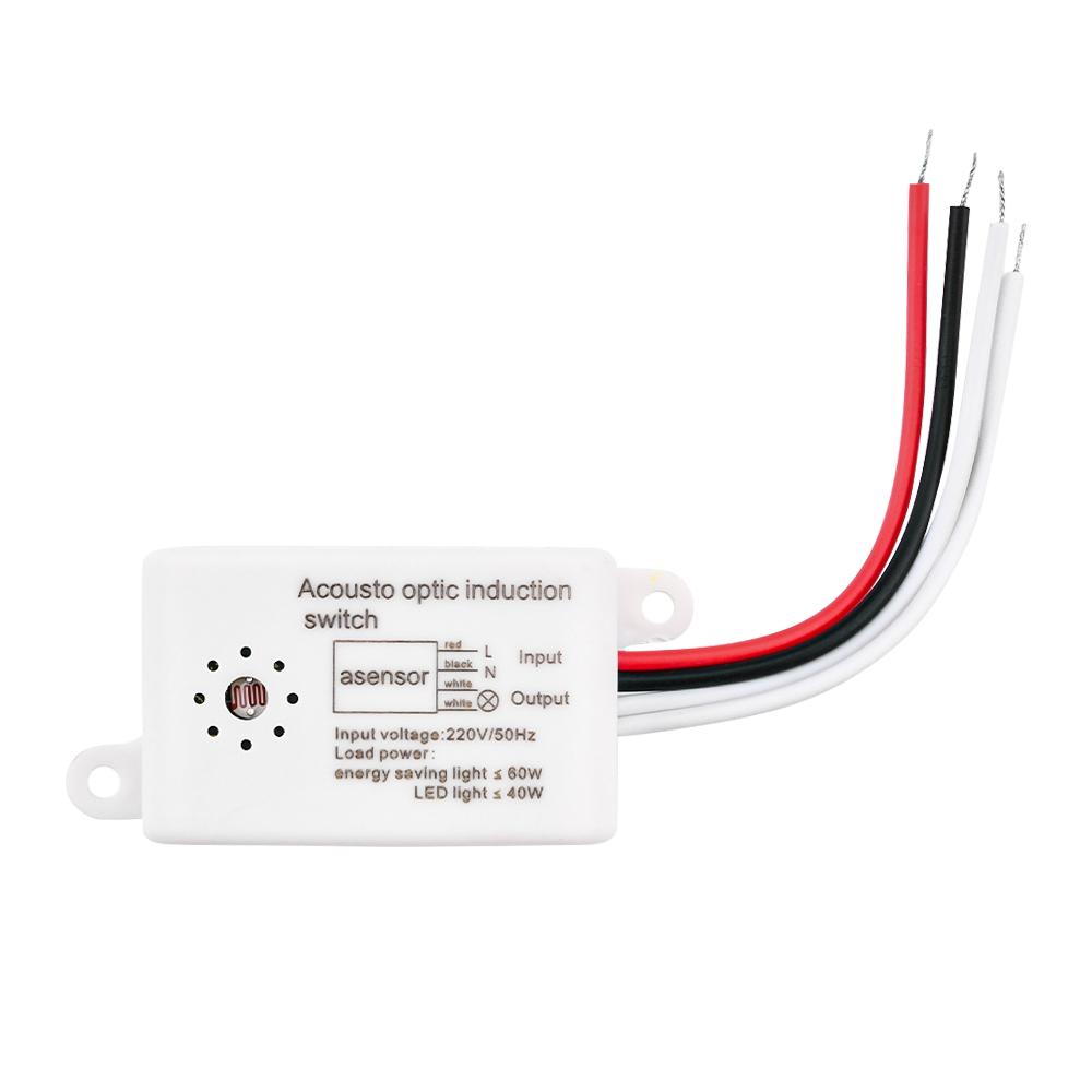 110V-220V Sound Voice Sensor Switch 50Hz 40W 4-wire Thyristor Sound Light Control Switch Automatic Voice Control Sensor Detector