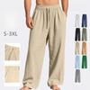 Мужские льняные брюки Легкие на кулиске Эластичная талия Свободный крой Прямые брюки с карманами Дышащие Пляжные Йога Рабочие Льняные брюки для мужчин