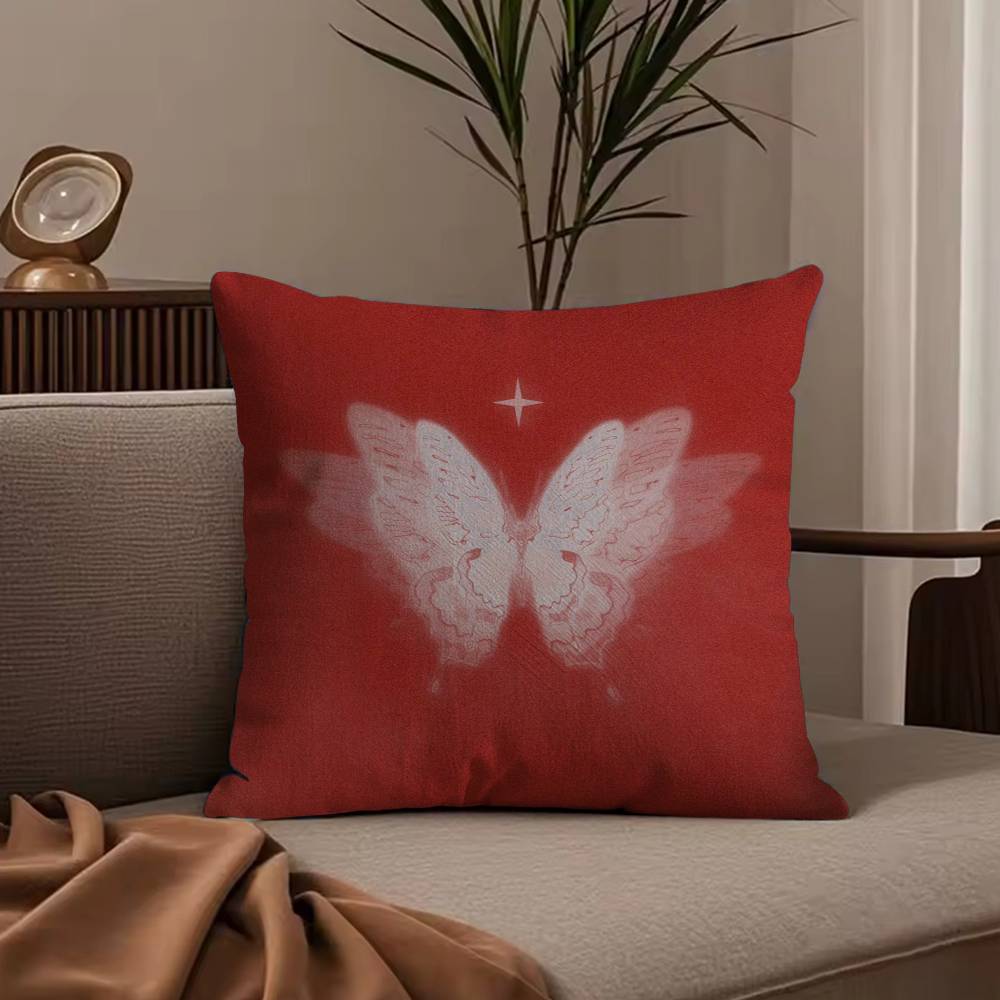 Anime Butterfly Pillow Case Anti-dustmite Pillowcase Invisible zipper silky short plush Sofa cushion cover