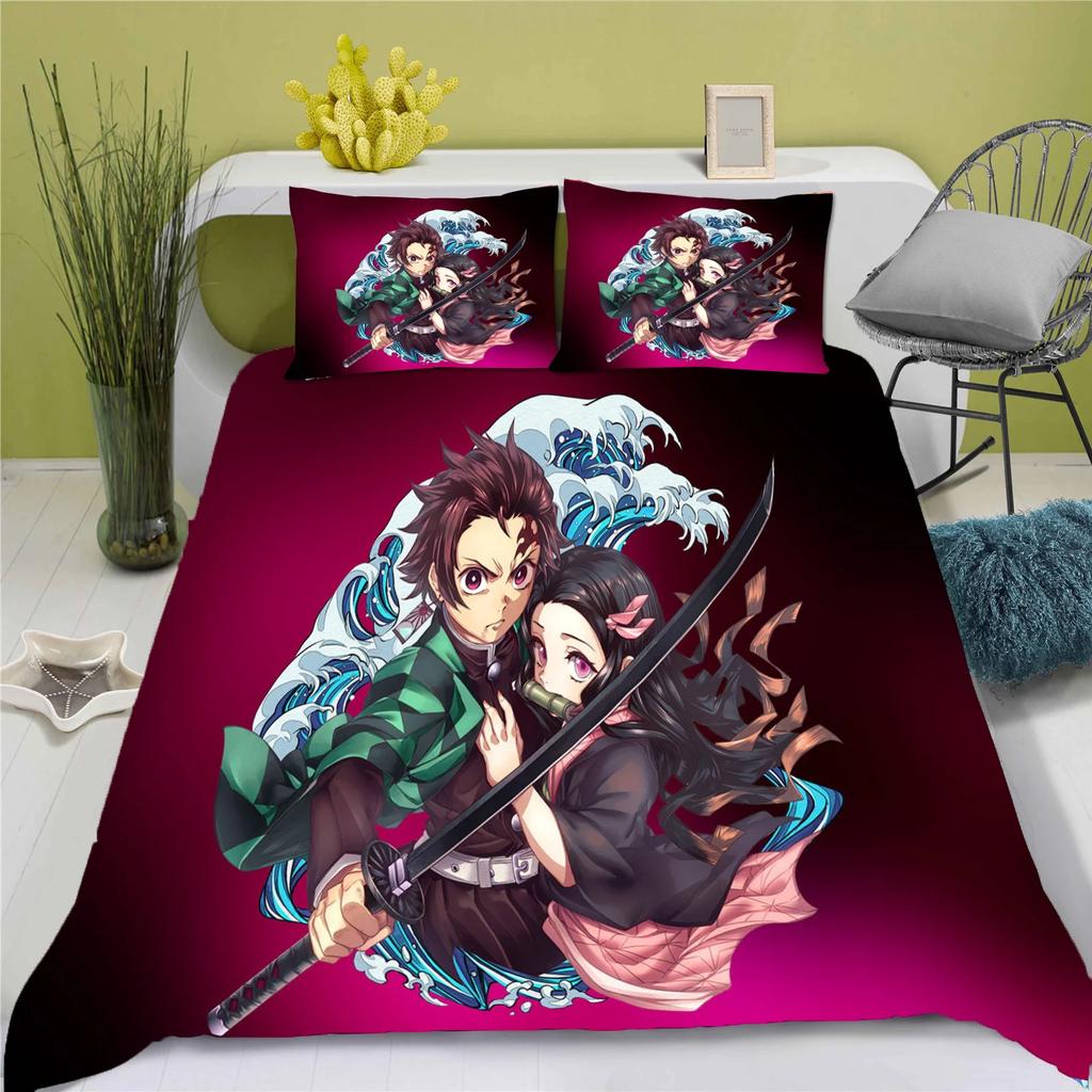 Children Coton D-Demon Slayer Soft Duvet Cover Polyester Set kimetsu no yaiba Beding Adorable Lovely Printed Carton Comfortable Quilt Cover Premium