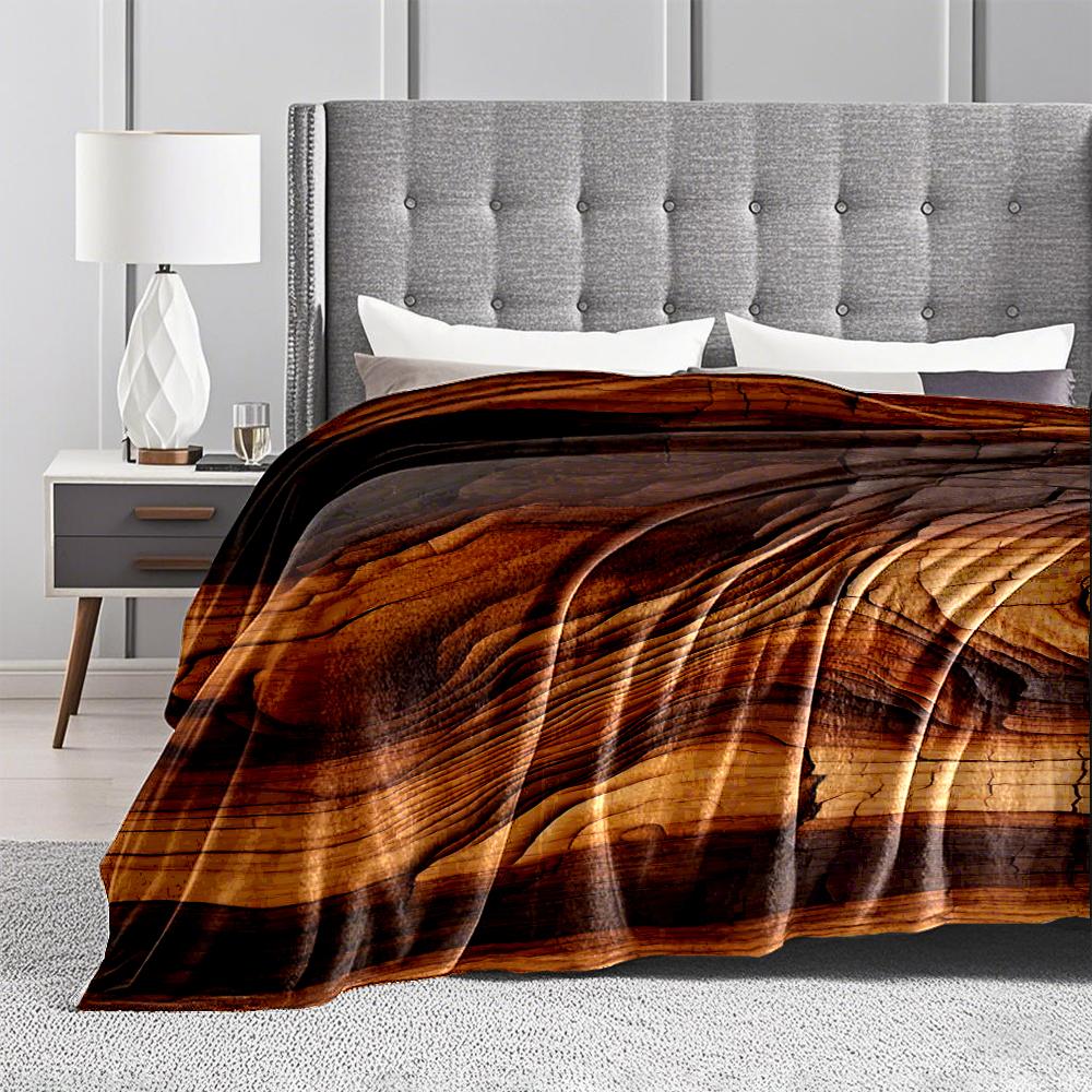 Realistic 3D Wooden Texture Pattern blanket, Rustic blanket blanket, suitable for use in the bedroom, living room, on the sofa