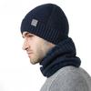 European and American Autumn and Winter Thickened Knitted Hat Neck Set Men's Winter Cold-proof Ear Protection Warm Hat
