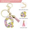 Colorful Acrylic Initial Keychain with Pink Tassels Decor Letter Cup Pendant Keyring Water Bottle Decoration Birthday Gift