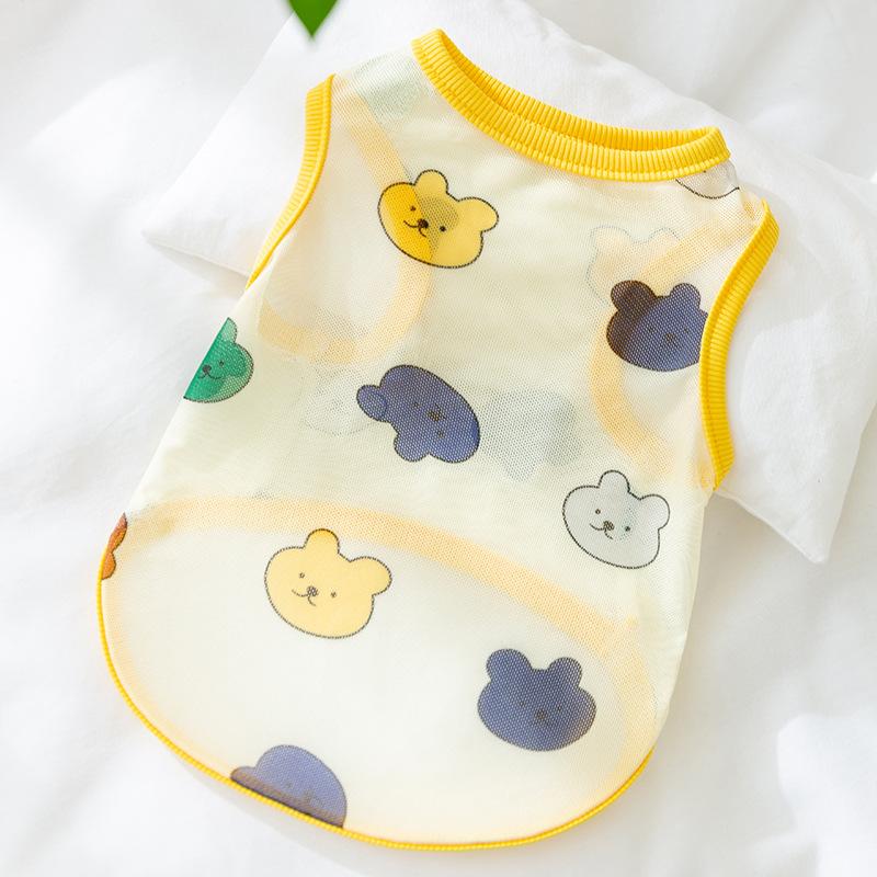 Spring and Summer Dog Cartoon Cute Colorful Small Animal Mesh Vest Medium and Small Dog Teddy Cat Pet Clothes