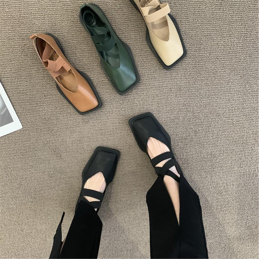 Маленькие кожаные туфли Мэри Джейн с квадратным носком, женские весенне-летние туфли в стиле ретро во французском британском стиле, нишевые туфли на низком каблуке