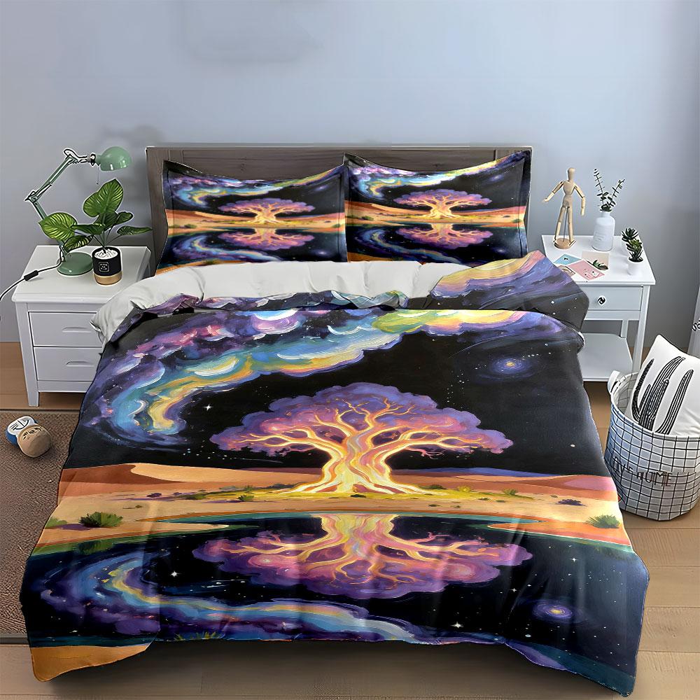 Glowing tree with reflection. Bedding sets Duvet cover sets Duvet covers Pillowcases(1 * Duvet Cover 2 * Pillowcases without duvet insert)