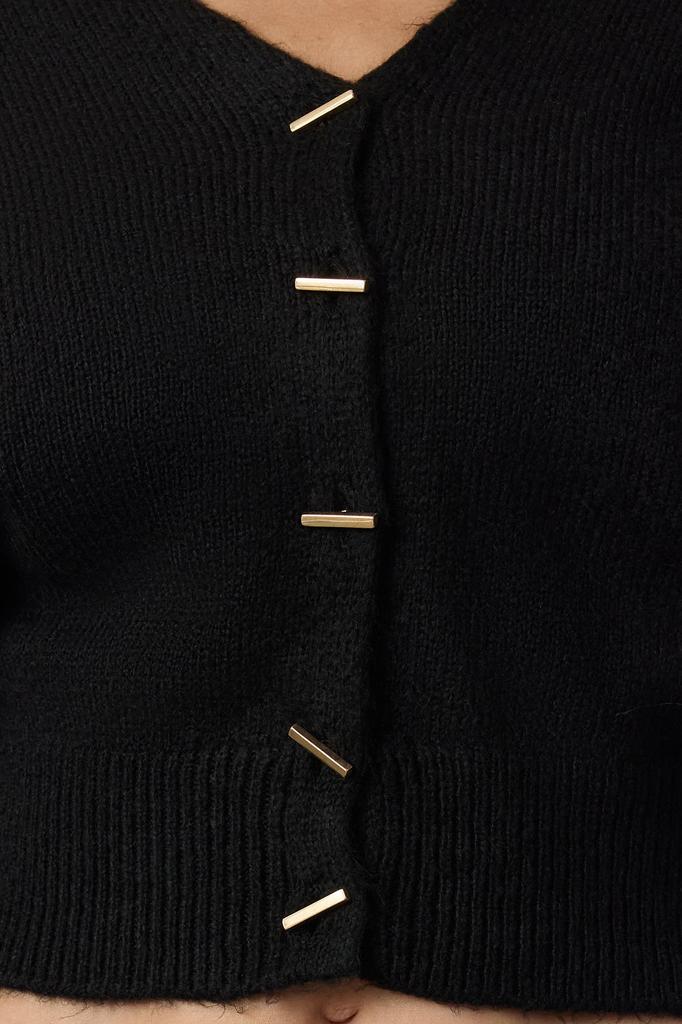 Женский модный стильный кардиган, черный укороченный трикотажный кардиган с v-образным вырезом