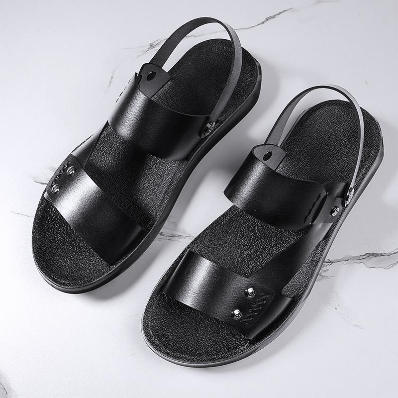 Модные мужские пляжные сандалии, новый дизайн, повседневная кожаная летняя обувь для отдыха на открытом воздухе, дышащие пляжные сандалии, модные мягкие удобные тапочки