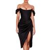 Plus Size Draped Satin Corset Dresses Bodycon Party Night Club Off Shoulder Gown Elegant Backless Dress Birthday