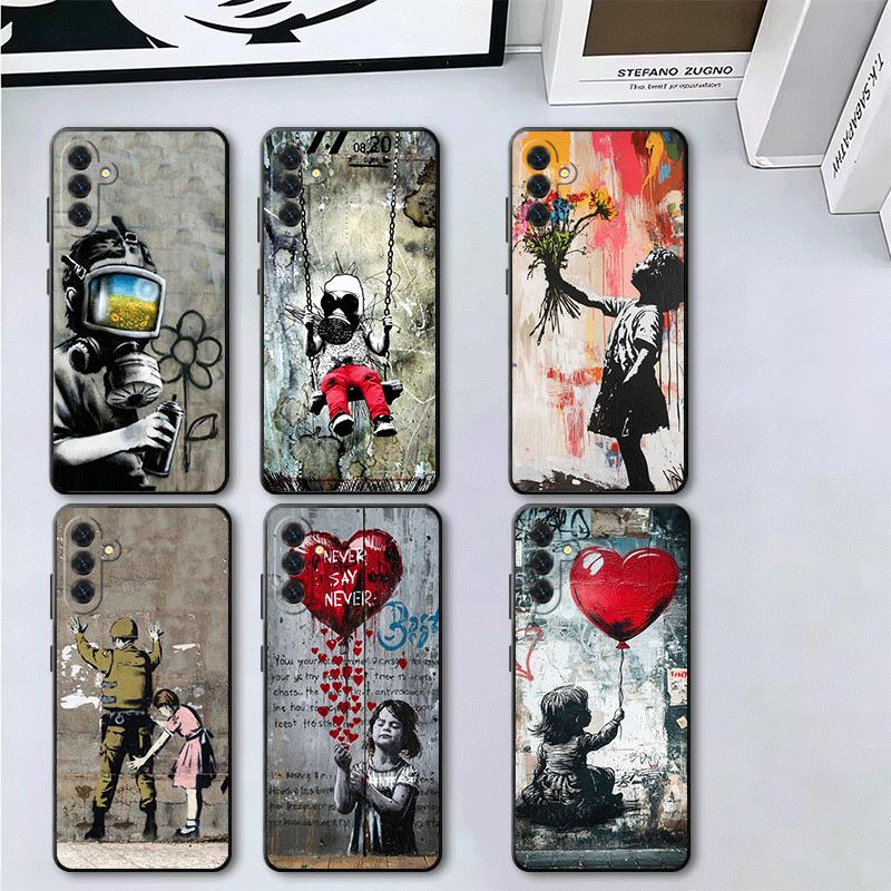 B-Banksy Art Graffiti Artist Soft Phone Case for Samsung A17 A37 A57 A16 A26 A36 A56 A15 A25 A35 A55 A14 A24 A34 A54 A13 A23 A33