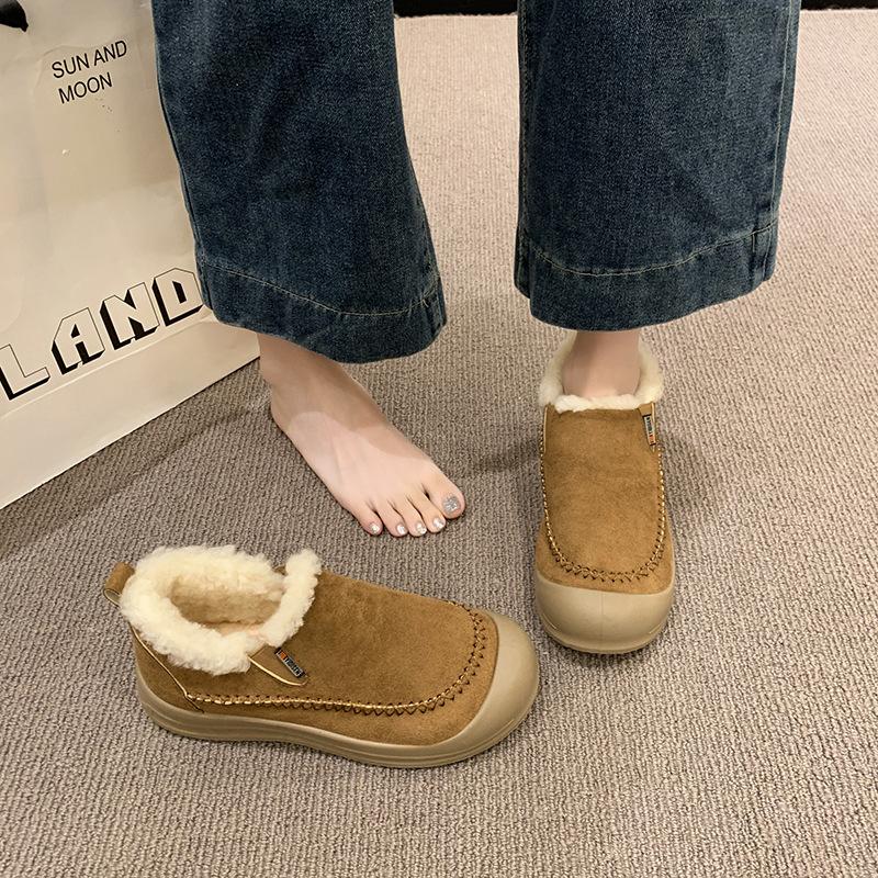 Женские легкие зимние утепленные с меховой подкладкой сноубутсы на массивной подошве, нескользящие, с амортизацией, повседневные спортивные хлопковые ботинки, лоферы слипоны