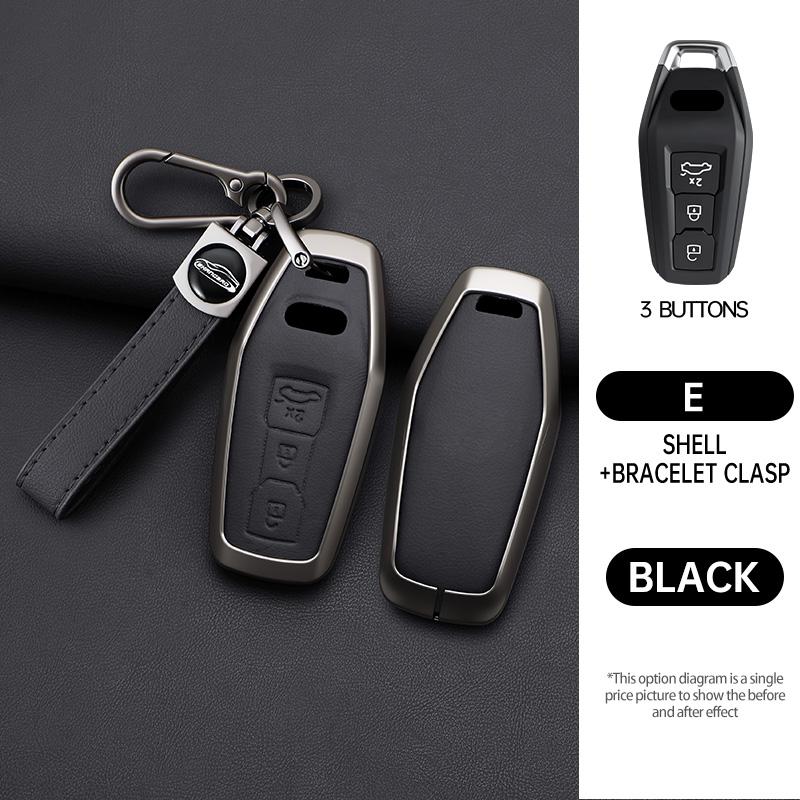 Metal Leather Car Key Case Cover for A3 A5 A5L 2025 Q5 Q6 Q6L A6 A6L 2025 Keychain Remote Protection Bag Shell