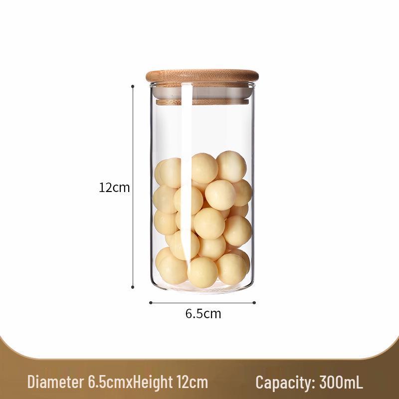 Стеклянная банка для хранения с бамбуковой крышкой - Влагонепроницаемая, пищевая, прозрачный кухонный контейнер