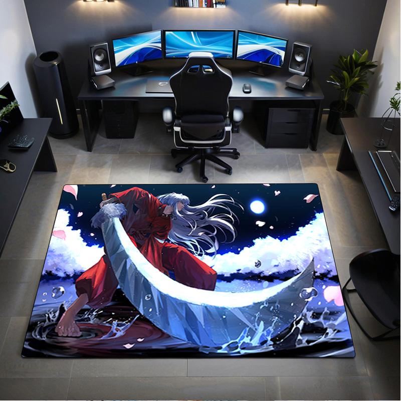 1PC Inuyasha Carpet Office Decorative Carpet For Living Room Bedroom Door Mat Floor Rug Computer Chair Area Rug perfect holiday gift