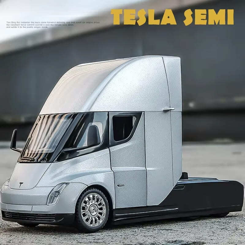 1:24 Tesla SEMI Truck Head Trailer Model Simulation Metal Alloy Diecast Sound and Light Gift with Boys Collection Car Model Children Toy