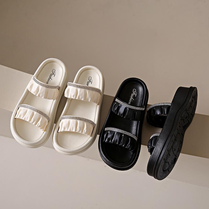 Шлепанцы на толстой подошве, женские летние, модные и универсальные, новые нескользящие женские пляжные прохладные шлепанцы