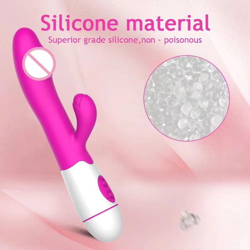 G Spot Dildo Silicone Rabbit Vibrator Dual Vibration 10 Speeds Female Vagina Clitoris Massager Adult Sex Toys For Women
