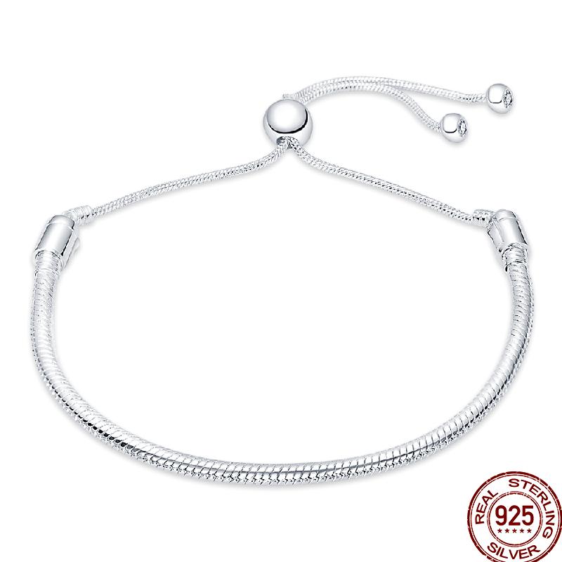 925 Silver 17-20CM Heart Pave Zirconia Original Bracelets Infinity Bracelet Fit DIY Charms Bead Birthday Jewelry Gifts Hot Sale